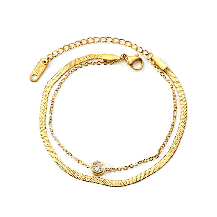 RADIANT DIAMOND DUO BRACELET - GOLD
