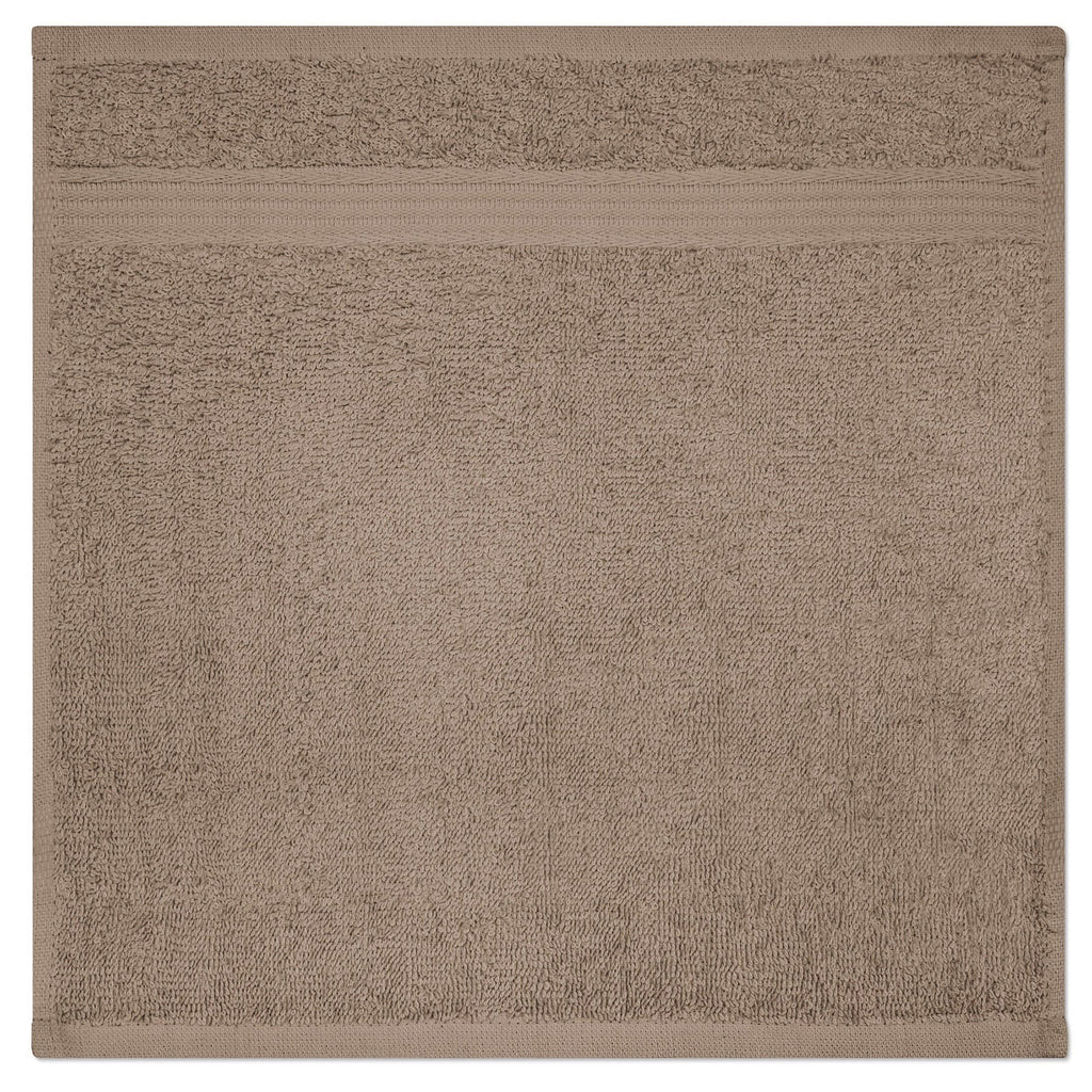 ALLURE DOBBY BORDER FACE CLOTH - Taupe 13"x13"