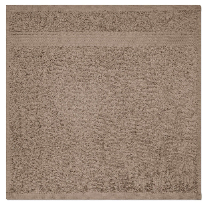 ALLURE DOBBY BORDER FACE CLOTH - Taupe 13"x13"