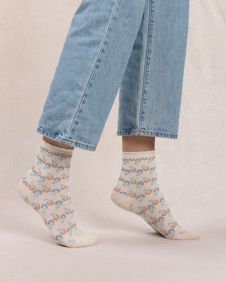 ALL-OVER CASHMERE SHORT SOCKS "ECRU"