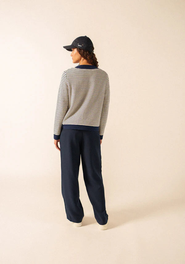 ISTRES CARDIGAN "IVORY/NAVY"