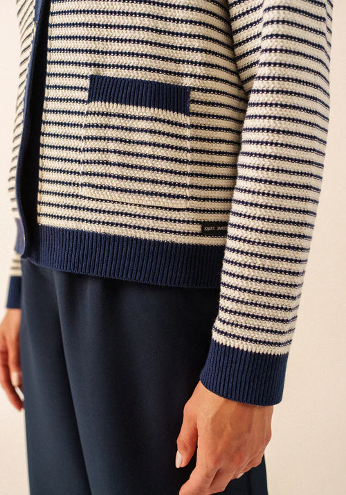 ISTRES CARDIGAN "IVORY/NAVY"