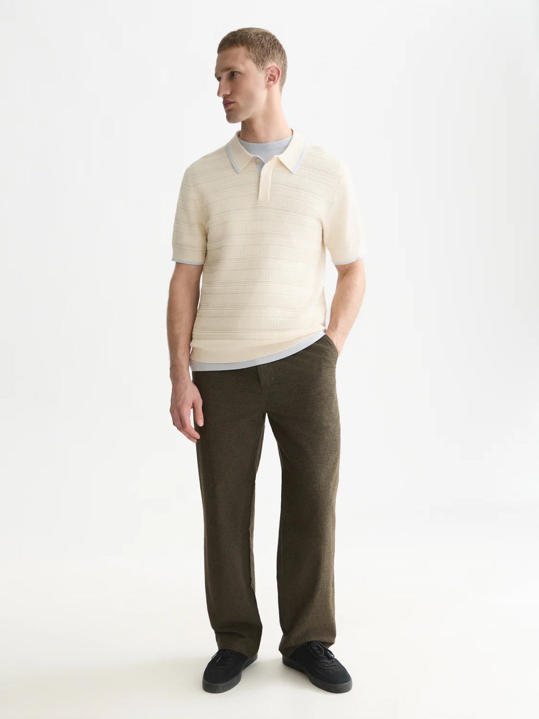 STRUCTURED KNITTED POLO "EGGNOG"