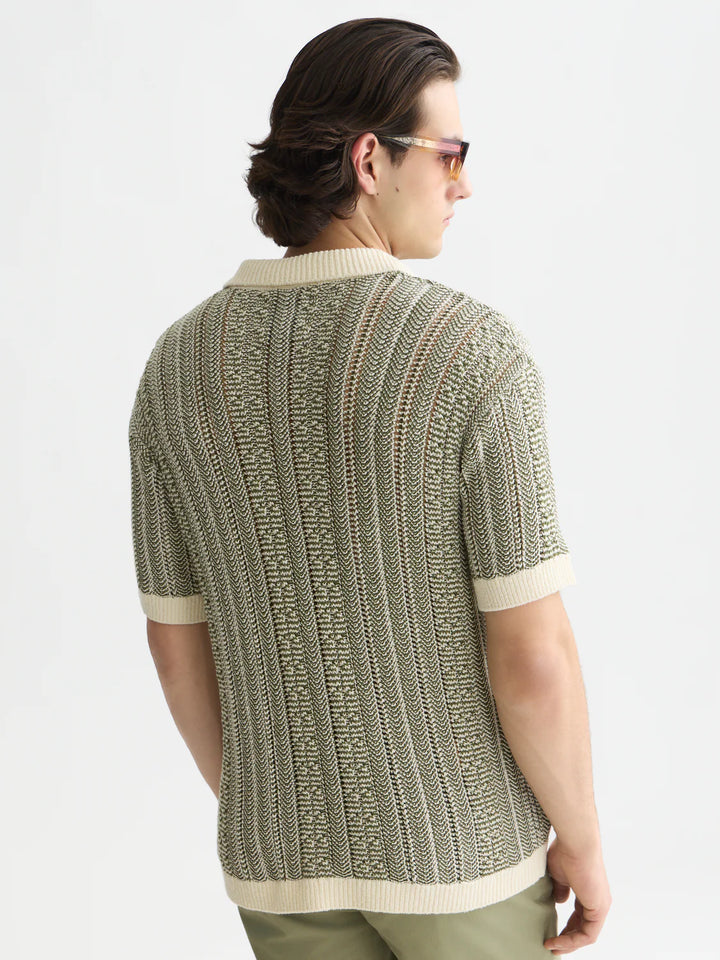 MULTI STITCH DROPPED SHOULDER POLO "EGGNOG MELANGE"