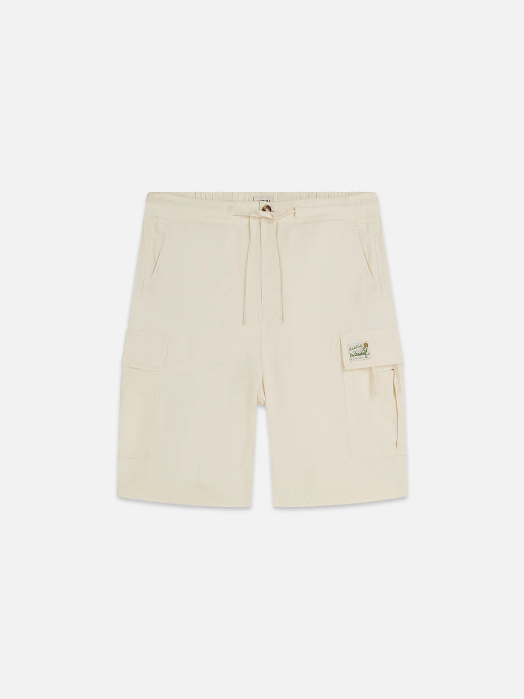 LINEN BLEND RELAXED CARGO BERMUDA SHORTS "EGGNOG"
