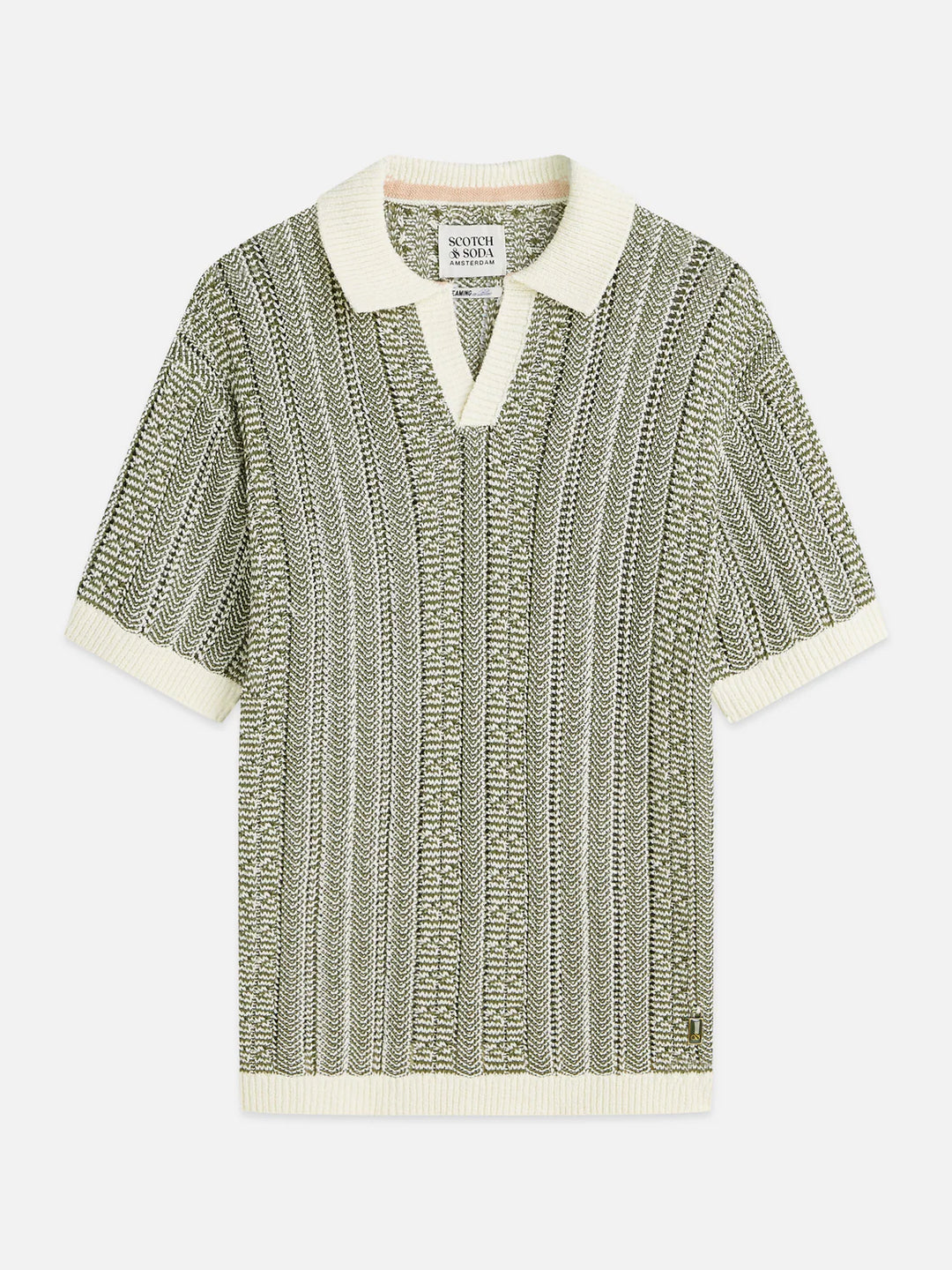 MULTI STITCH DROPPED SHOULDER POLO "EGGNOG MELANGE"