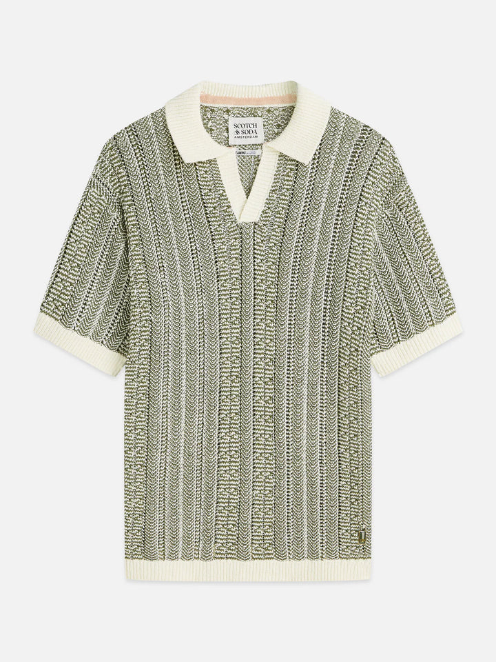 MULTI STITCH DROPPED SHOULDER POLO "EGGNOG MELANGE"