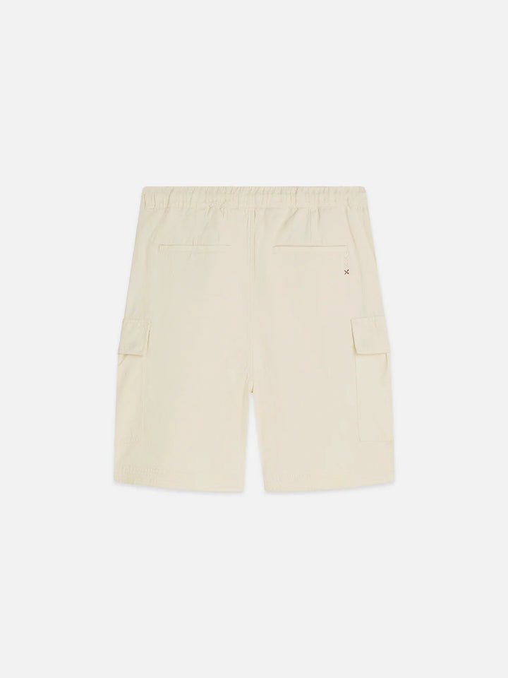 LINEN BLEND RELAXED CARGO BERMUDA SHORTS "EGGNOG"