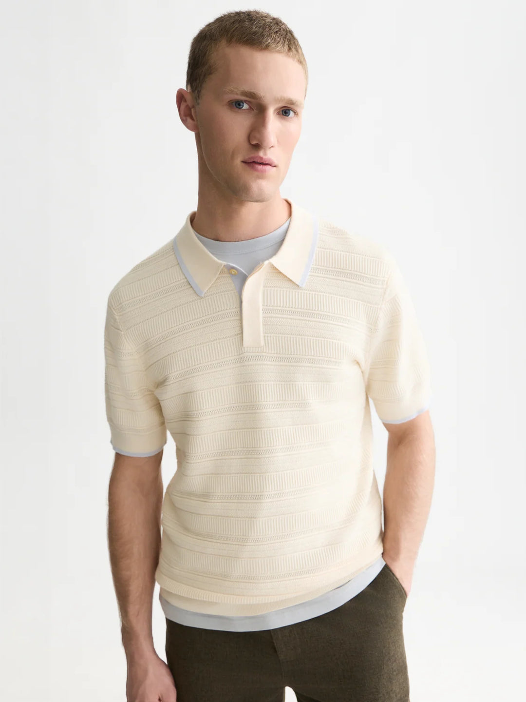 STRUCTURED KNITTED POLO "EGGNOG"