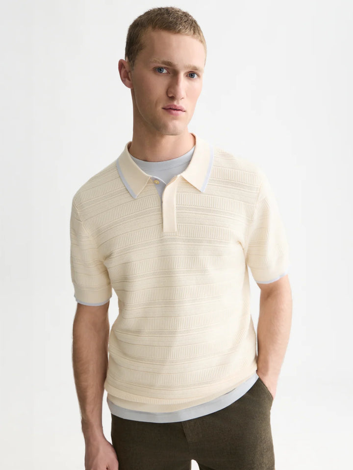 STRUCTURED KNITTED POLO "EGGNOG"
