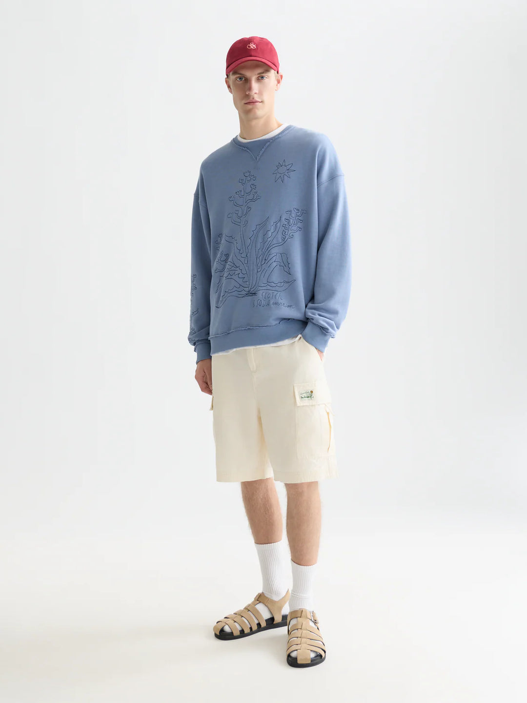 LINEN BLEND RELAXED CARGO BERMUDA SHORTS "EGGNOG"