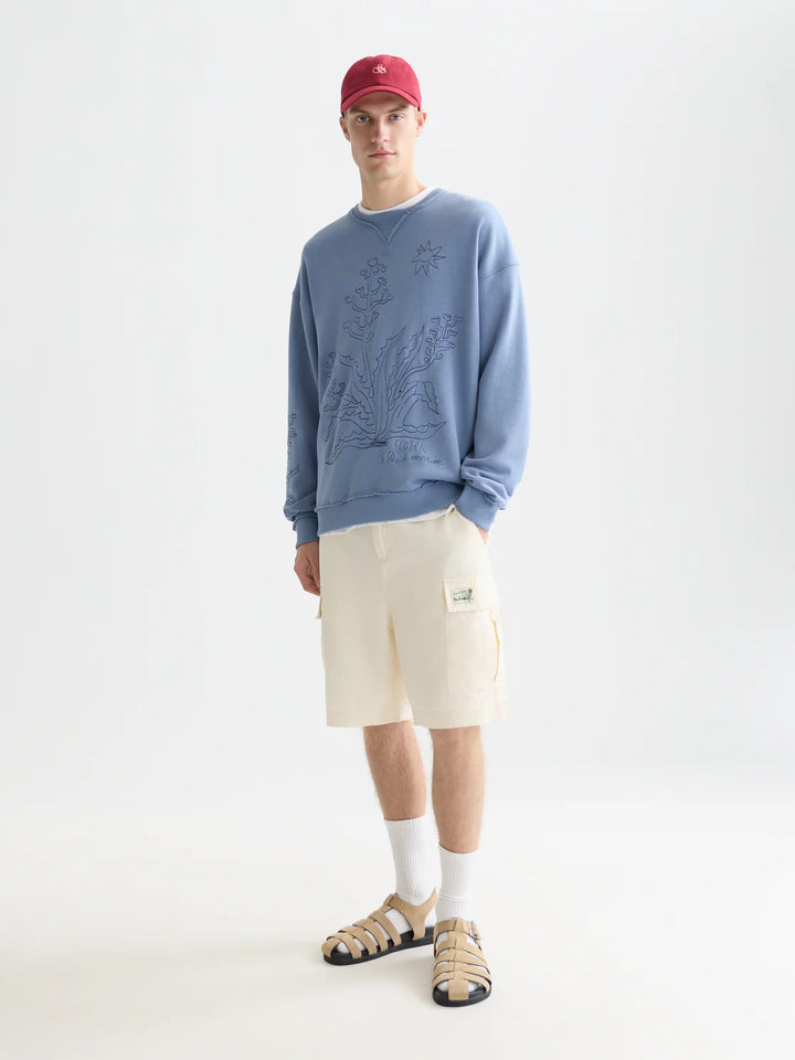 LINEN BLEND RELAXED CARGO BERMUDA SHORTS "EGGNOG"