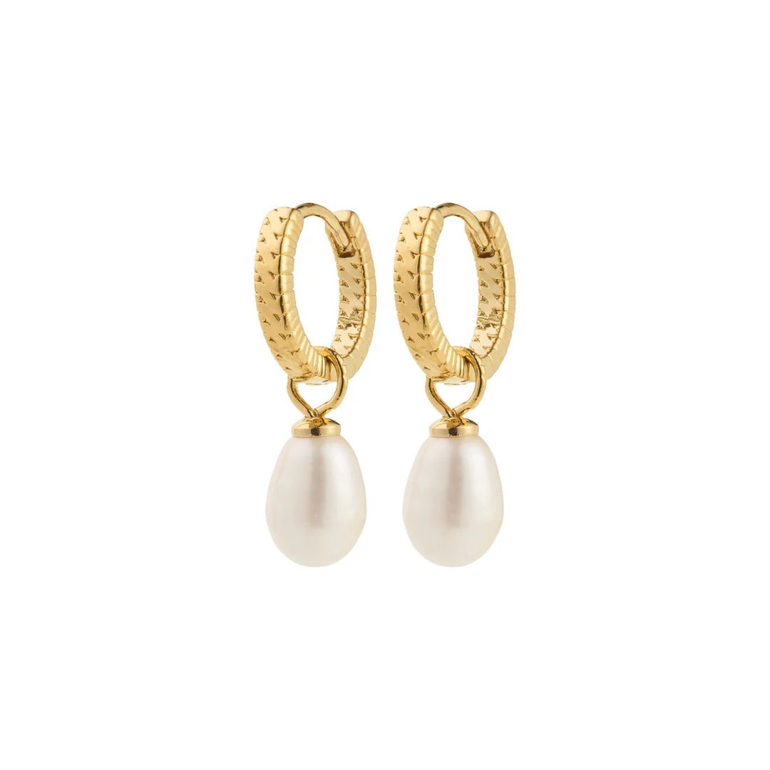 ELLIANA FRESHWATER PEARL HOOP EARRINGS "GOLD PLATED"