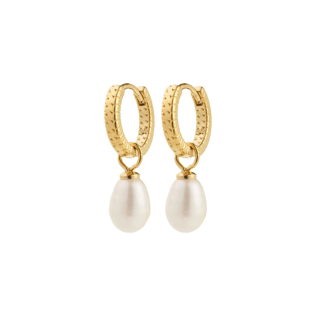 ELLIANA FRESHWATER PEARL HOOP EARRINGS "GOLD PLATED"
