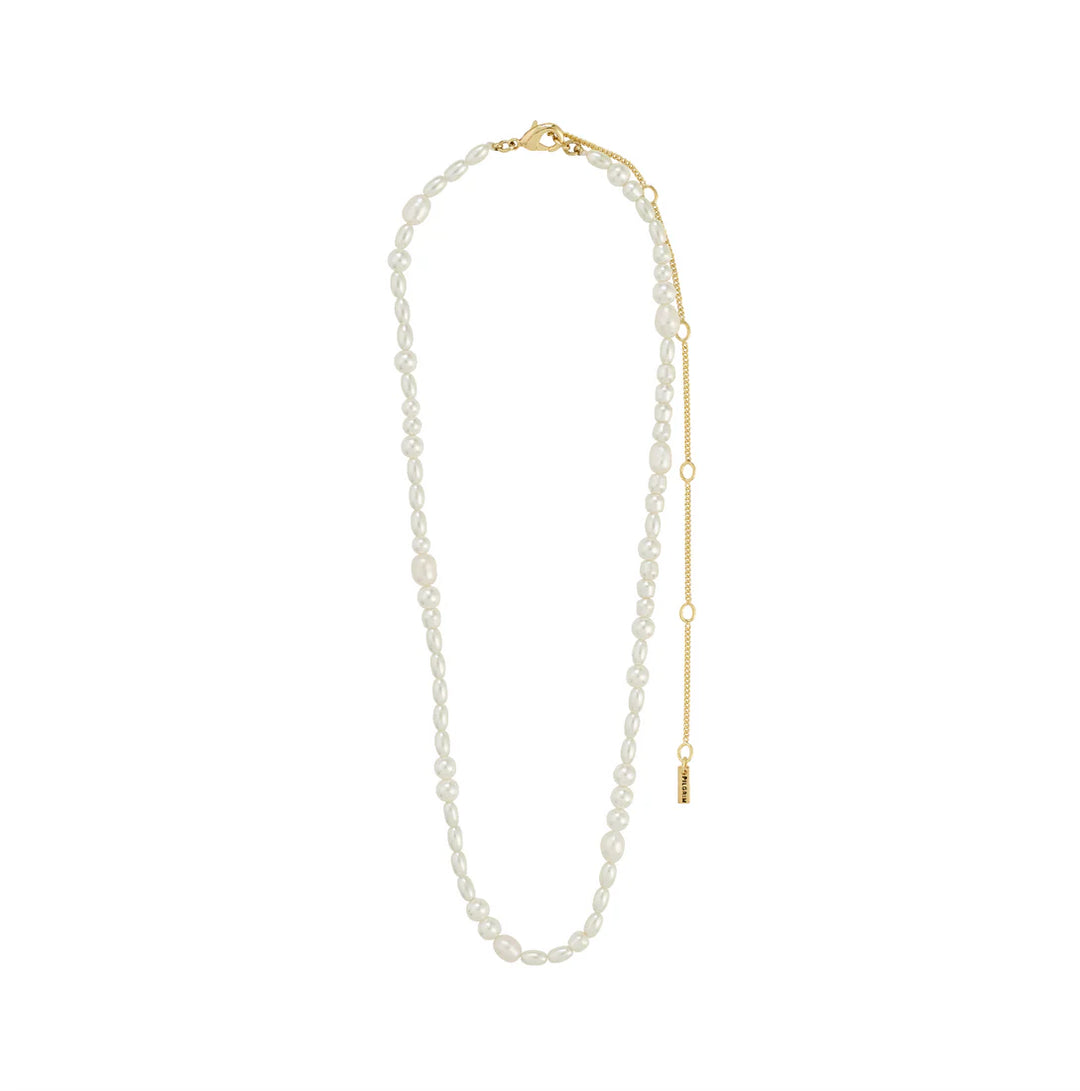 ELLIANA FRESHWATER PEARLS & GLASS BEADS NECKLACE "GOLD-PLATED"