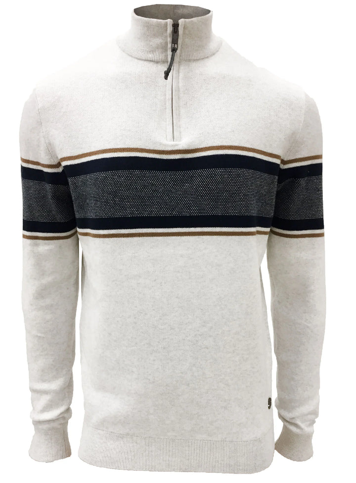 EMMETT - FINE-GAUGED STRIPED QUARTER-ZIP SWEATER "WHITE"