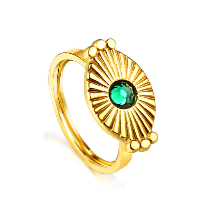 EMERALD SUN STATEMENT RING - SIZE 8