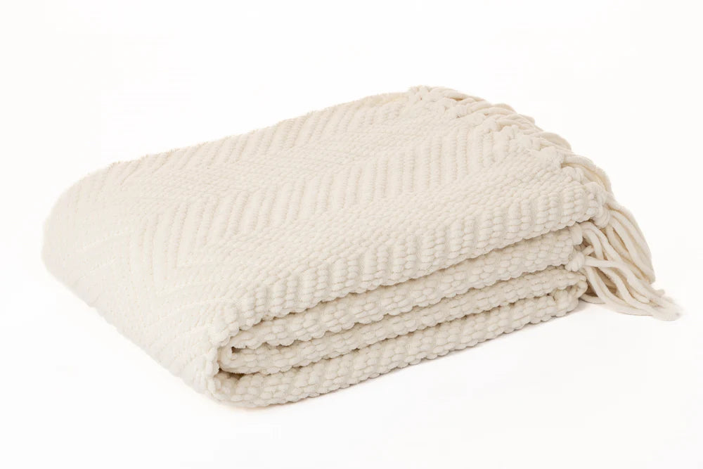 EMY IVORY CHEVRON CHENILLE THROW 50X60&