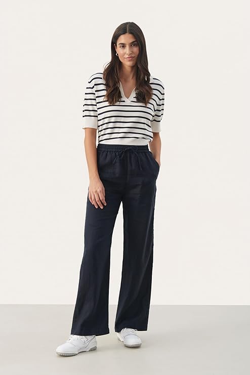ENIOLAPW LINEN TROUSERS "Dark Navy"