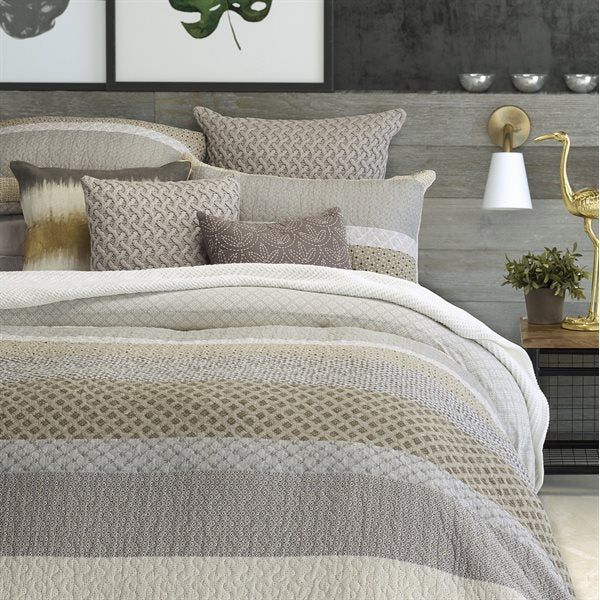 ETHAN MODERN LOOK GREY AND TAUPE QUILTED DUVET COVER - KING