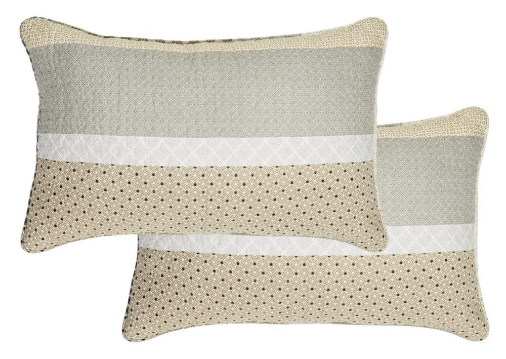 ETHAN GREY AND TAUPE PILLOW SHAMS - KING 20X36 SET OF 2