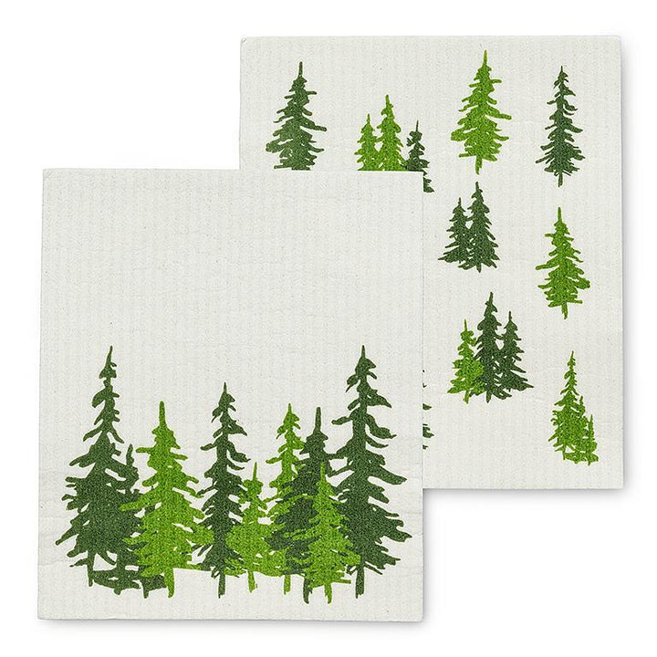 EVERGREEN FOREST DISHCLOTHS, SET OF 2 6.5X8''L