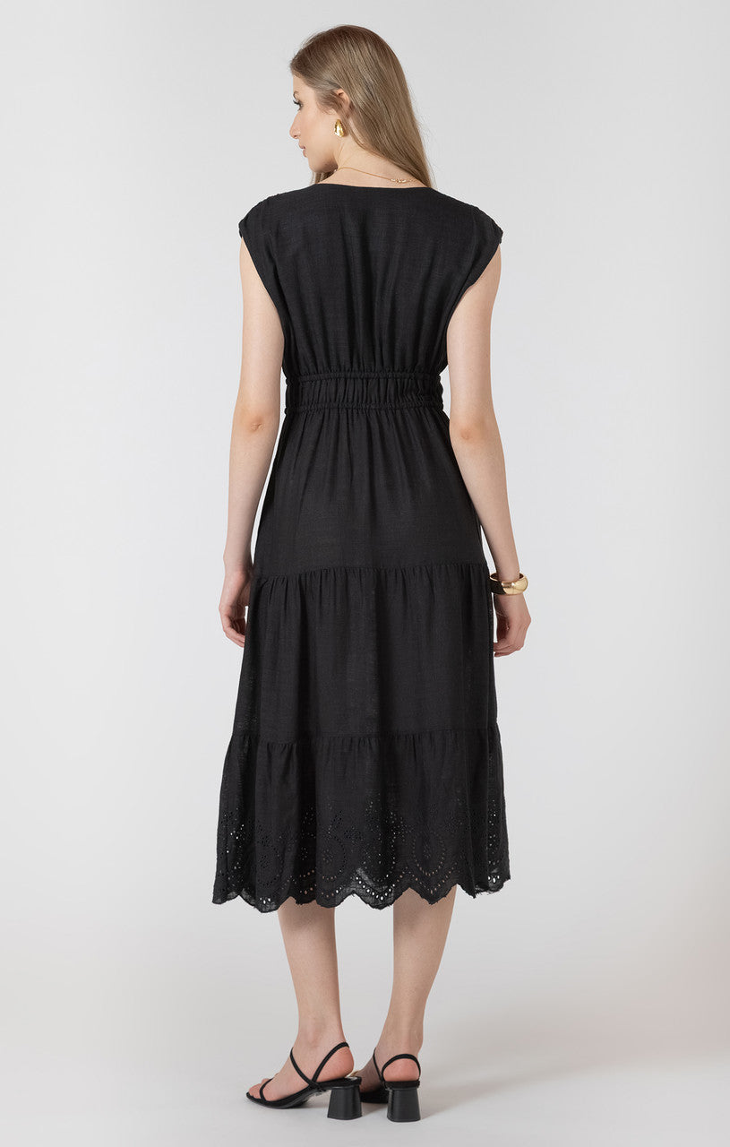EYELET DRESS "BLACK WASH"