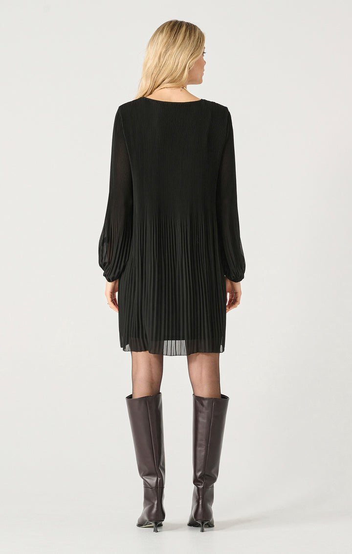 LS PLEATED A-LINE DRESS "BLACK"