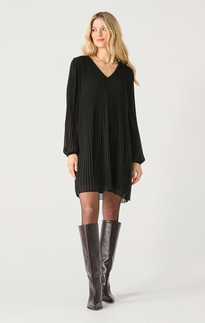 LS PLEATED A-LINE DRESS "BLACK"