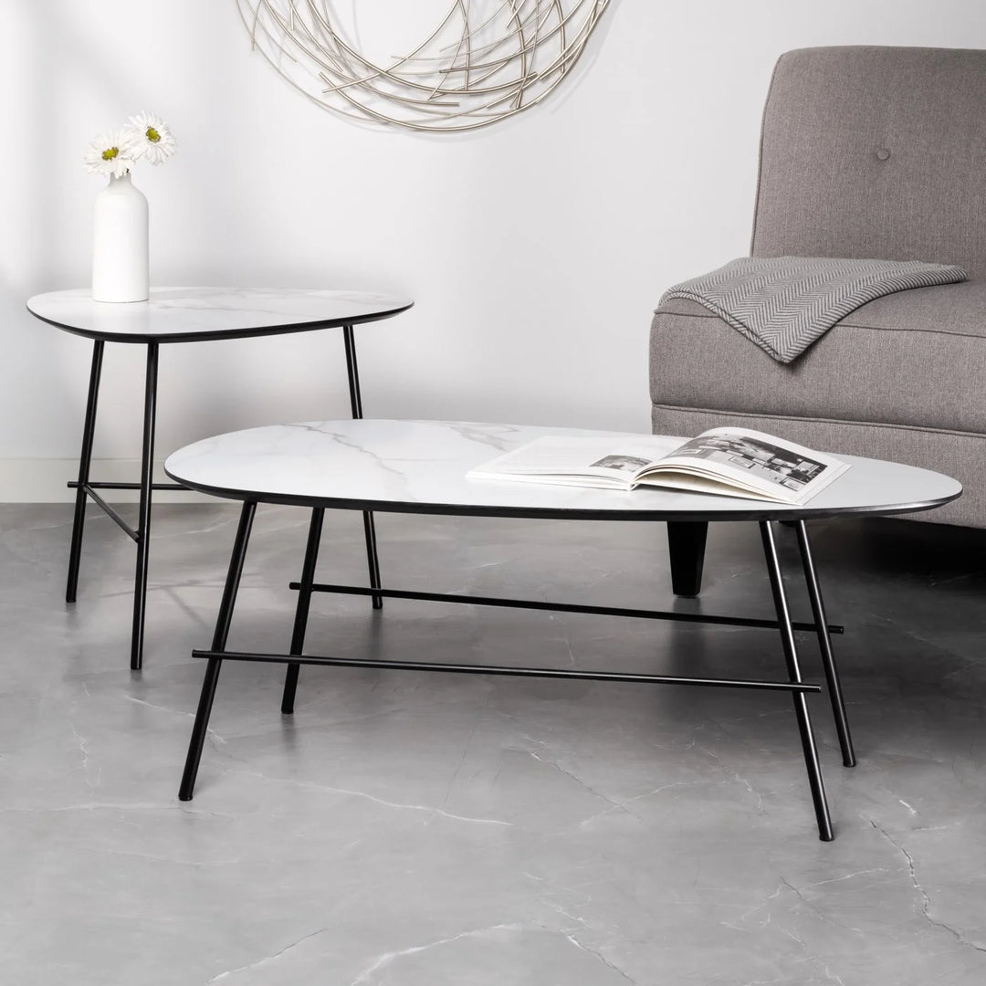 TANGENT FAUX MARBLE TOP ACCENT COFFEE TABLE