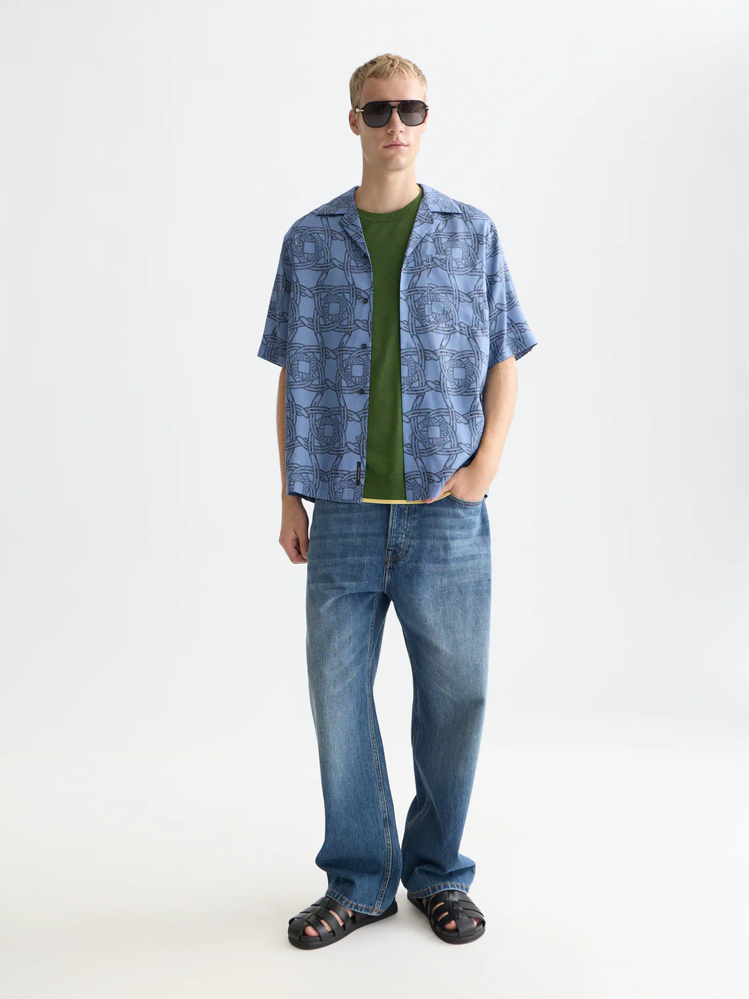 PRINTED RELAXED SHORT SLEEVE SHIRT "HORSESHOES INFINITY"