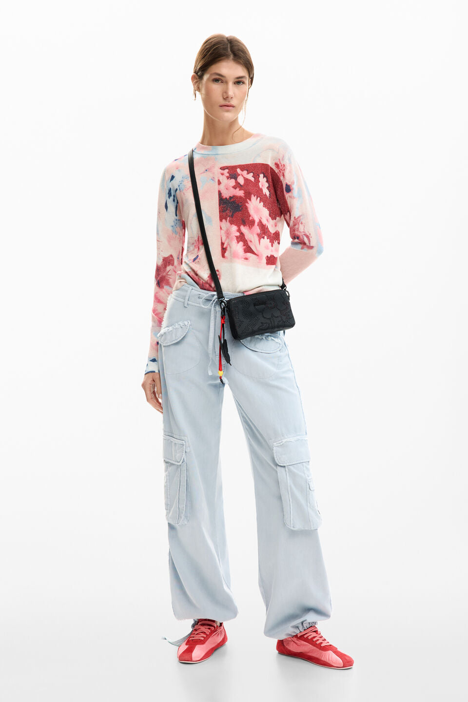 FINE KNIT COLLAGE SWEATER "ICE PINK"