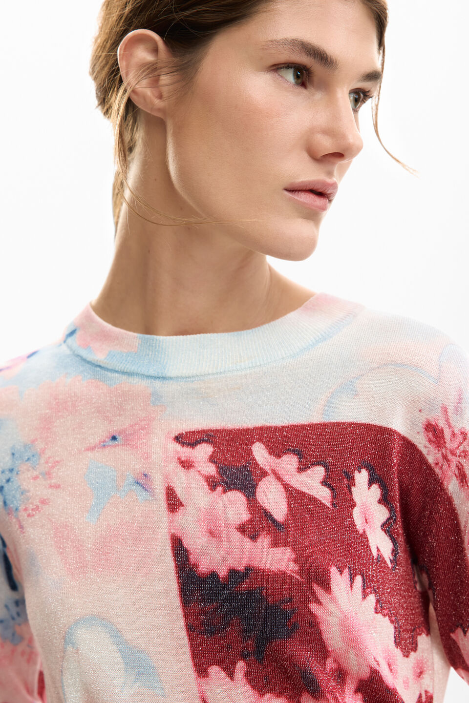 FINE KNIT COLLAGE SWEATER "ICE PINK"