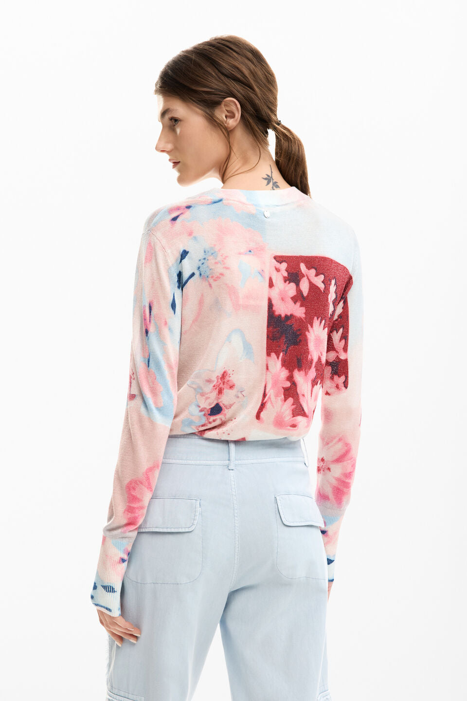 FINE KNIT COLLAGE SWEATER "ICE PINK"