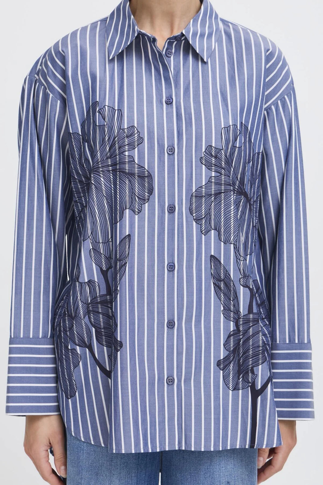 BYFIRAS FLOWER SHIRT "BLUE QUARTZ MIX"