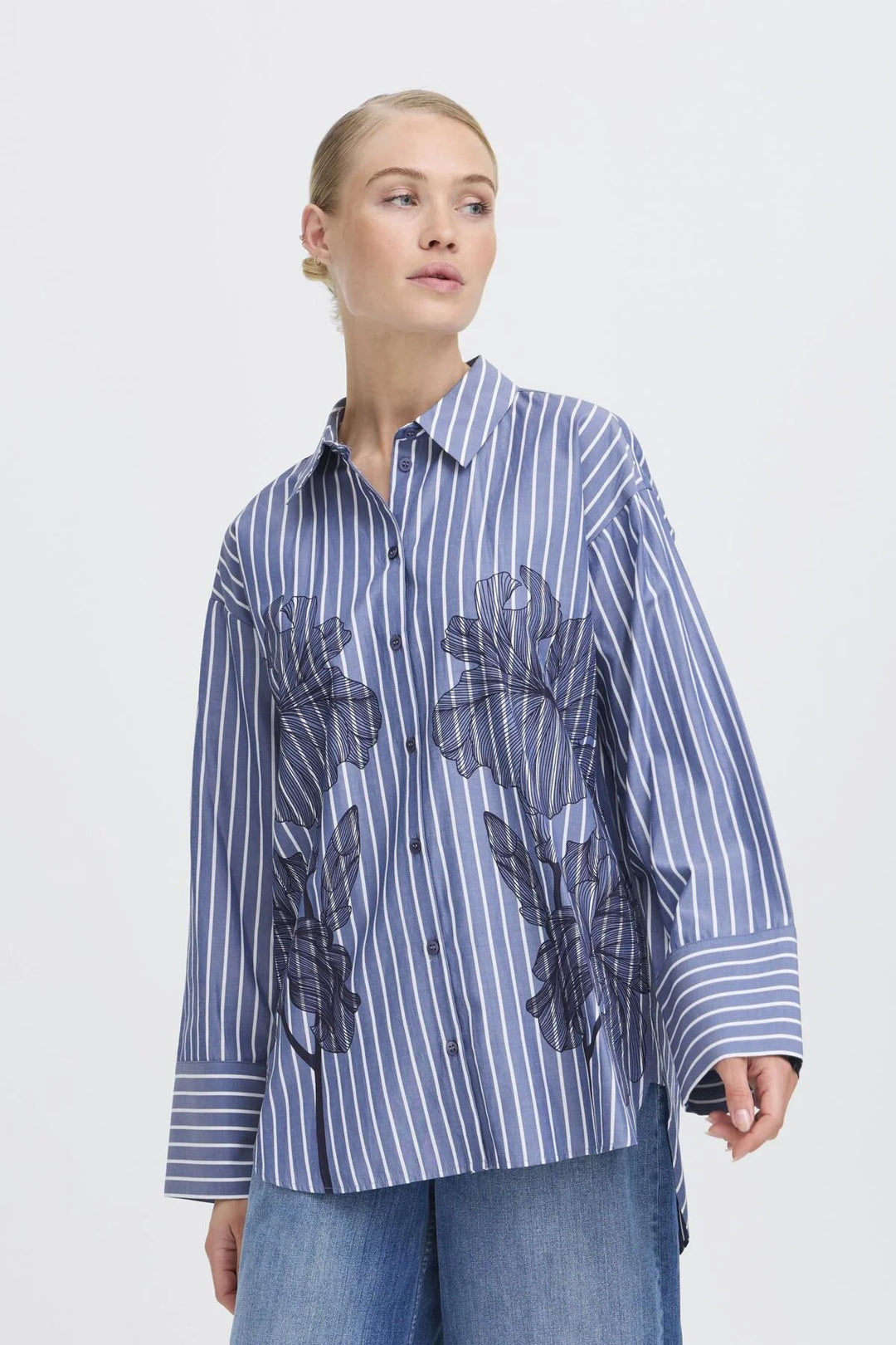 BYFIRAS FLOWER SHIRT "BLUE QUARTZ MIX"