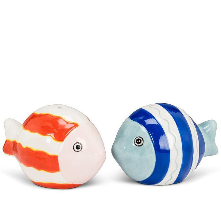 STRIPED FISH SALT &amp; PEPPER SHAKER SET 2&
