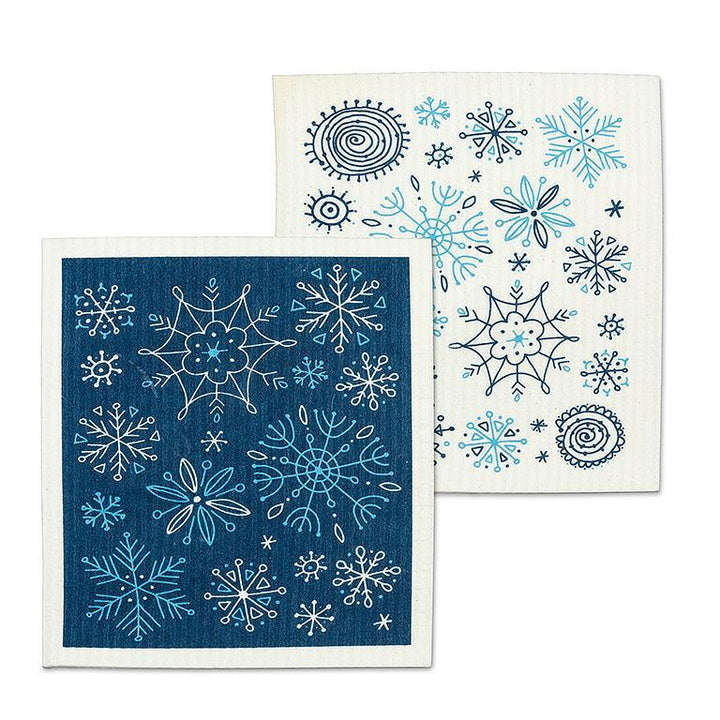 ALLOVER SNOWFLAKES DISHCLOTHS, SET OF 2 6.5X8''L