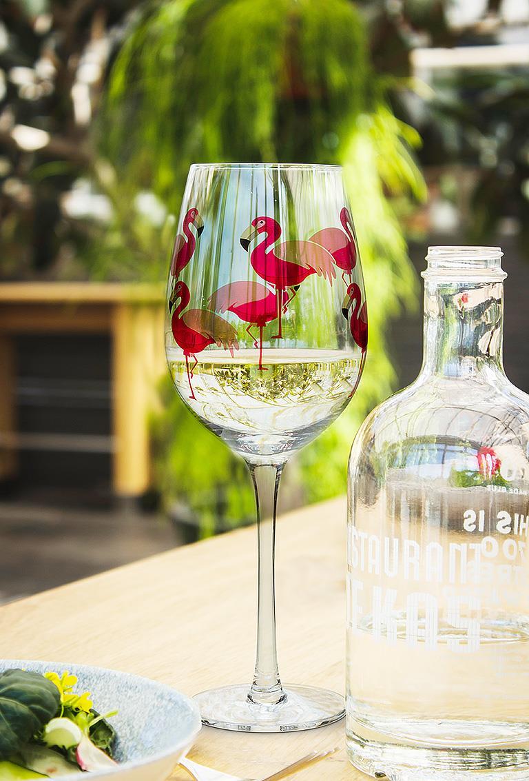 FLAMINGO WINE GLASS 9.5&