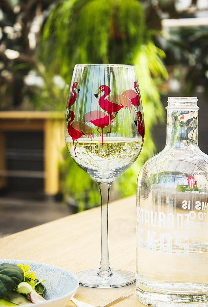 FLAMINGO WINE GLASS 9.5&