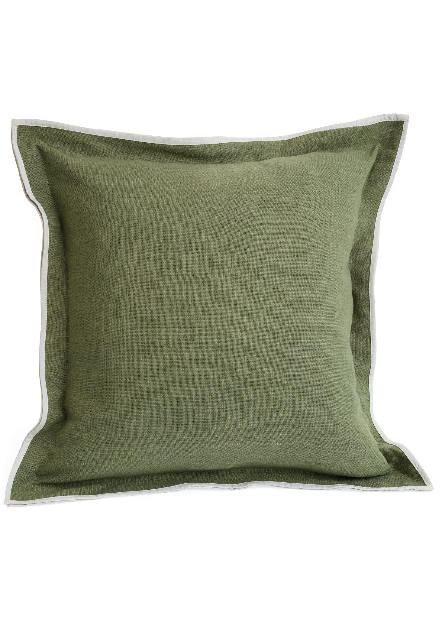 CUSHION W/ DOUBLE FLANGE COTTON - GREEN 20X20