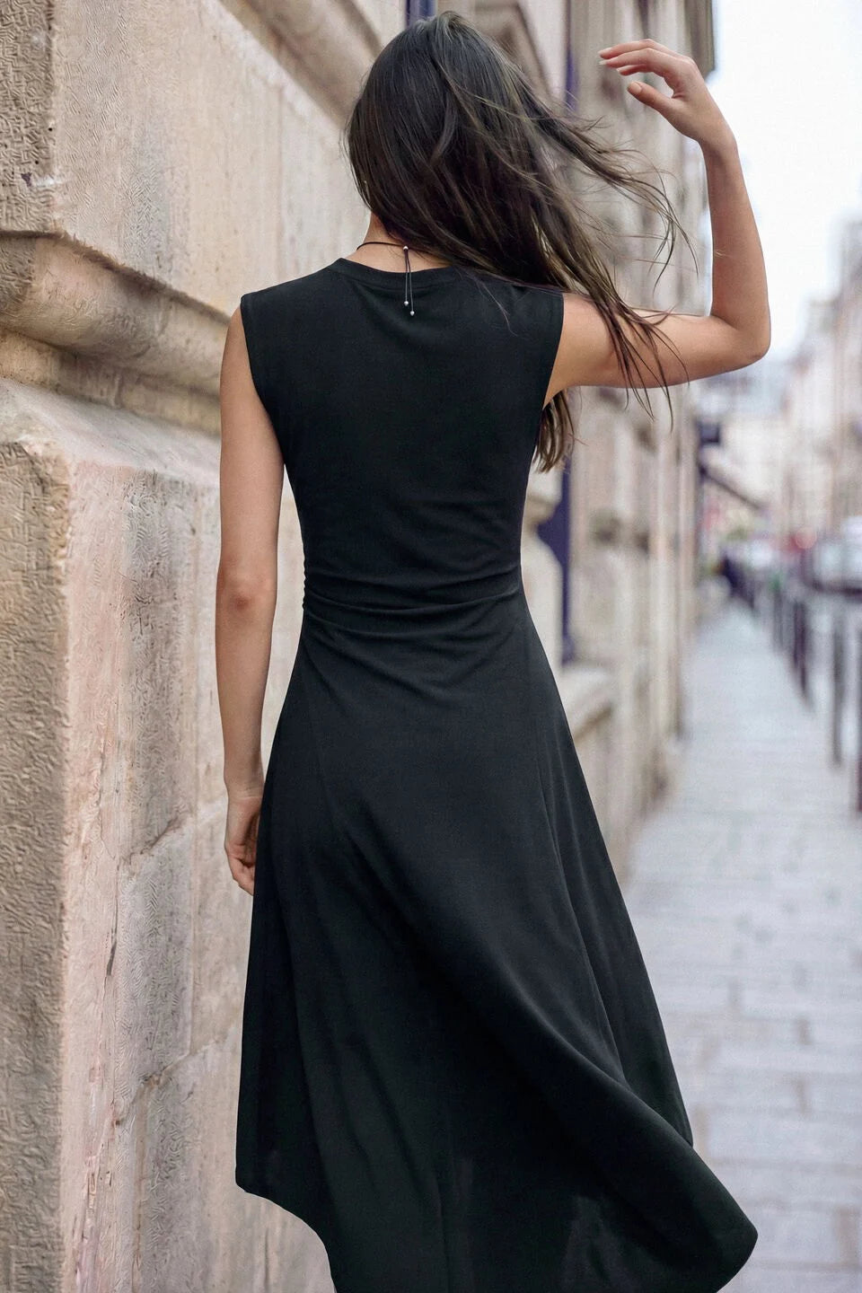 ASSYMETRICAL FLORAL DRESS "BLACK"