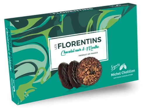 MINT AND DARK CHOCOLATE FLORENTINES 100G