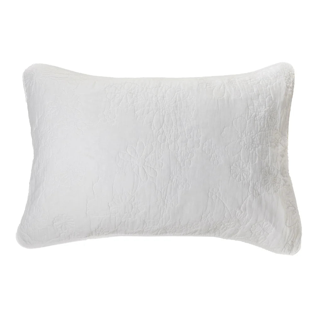 FLOWER WHITE DECORATIVE PILLOW SHAM - QUEEN 20X30
