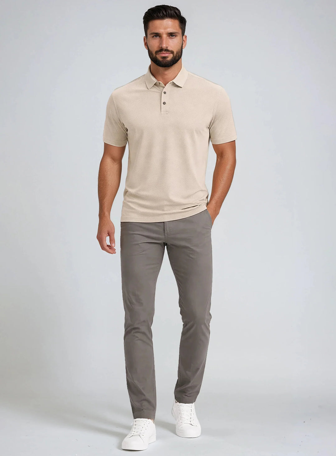 LUCAS - FAST-DRY STRETCH NYLON POLO "FOG"