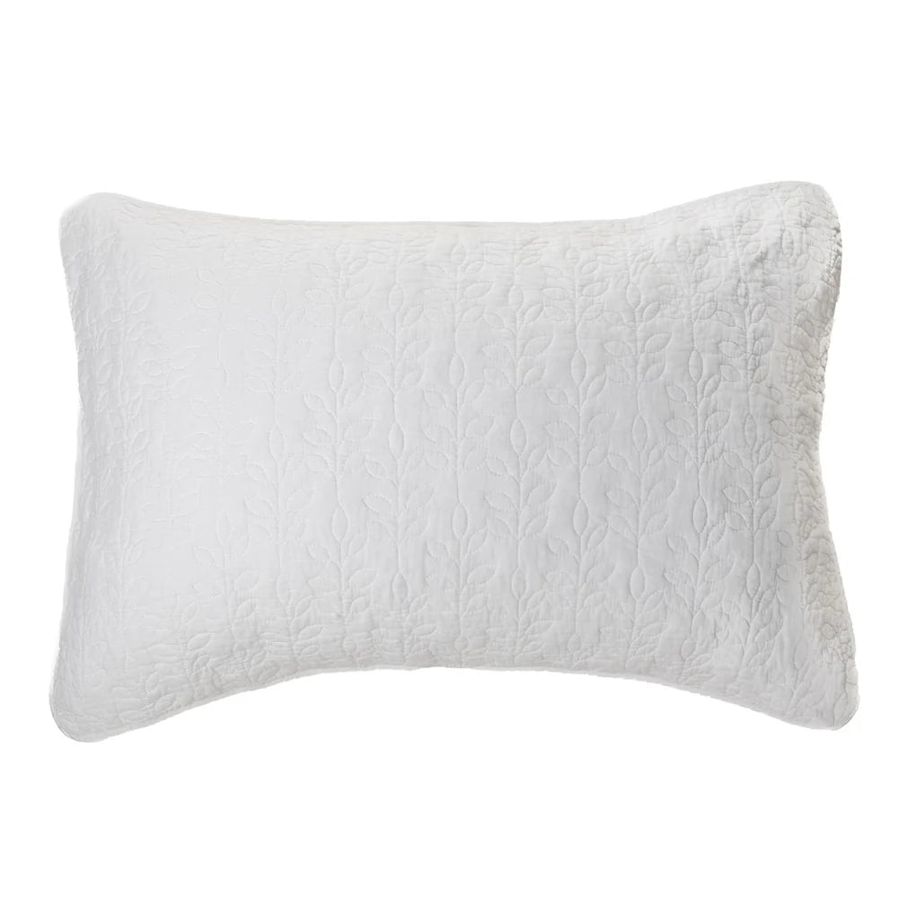 FOLIAGE WHITE QUILTED PILLOW SHAM - KING 20X36&