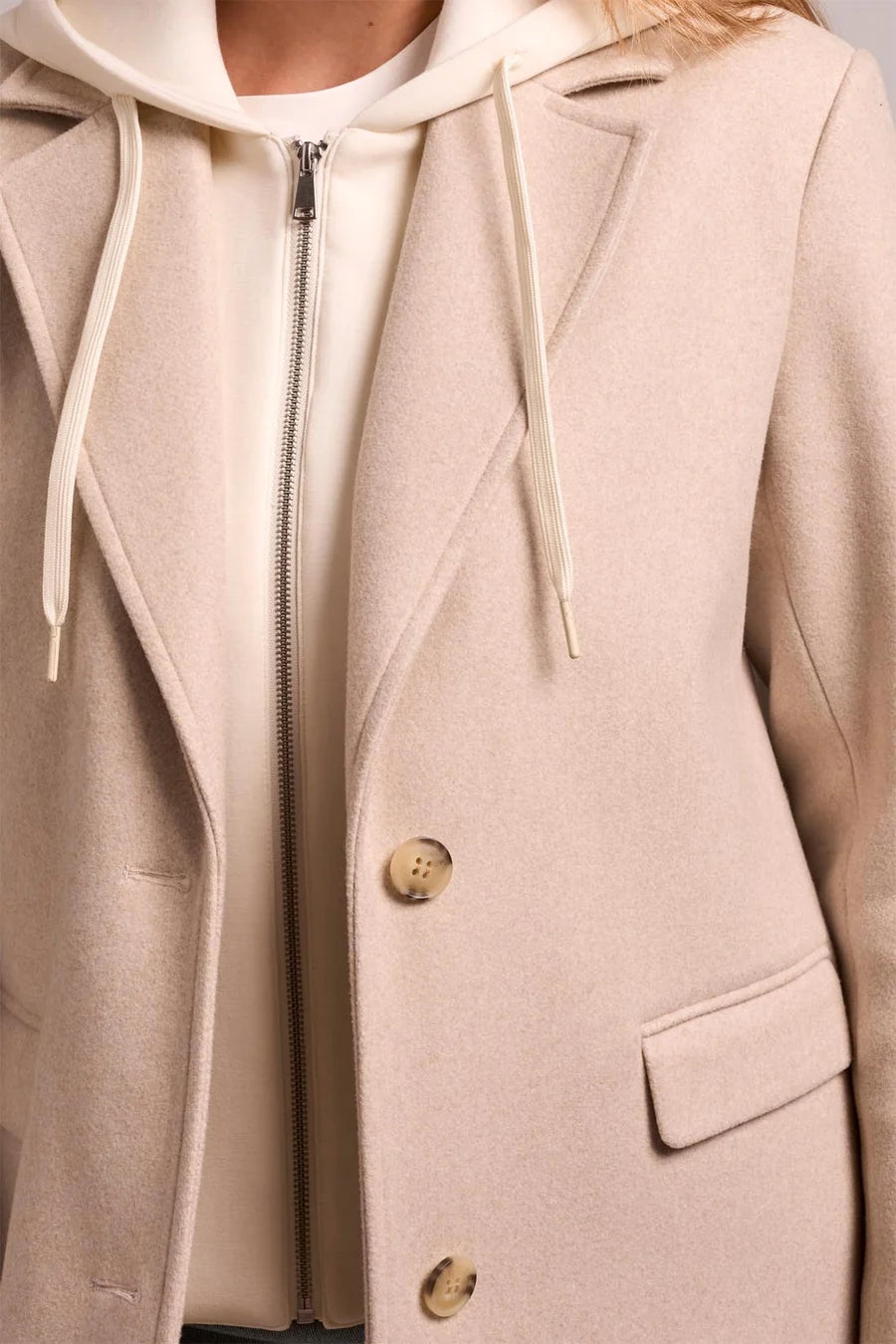 ULTRA-SOFT KNIT COAT WITH REMOVABLE FOOLER HOODIE "OATMEAL"