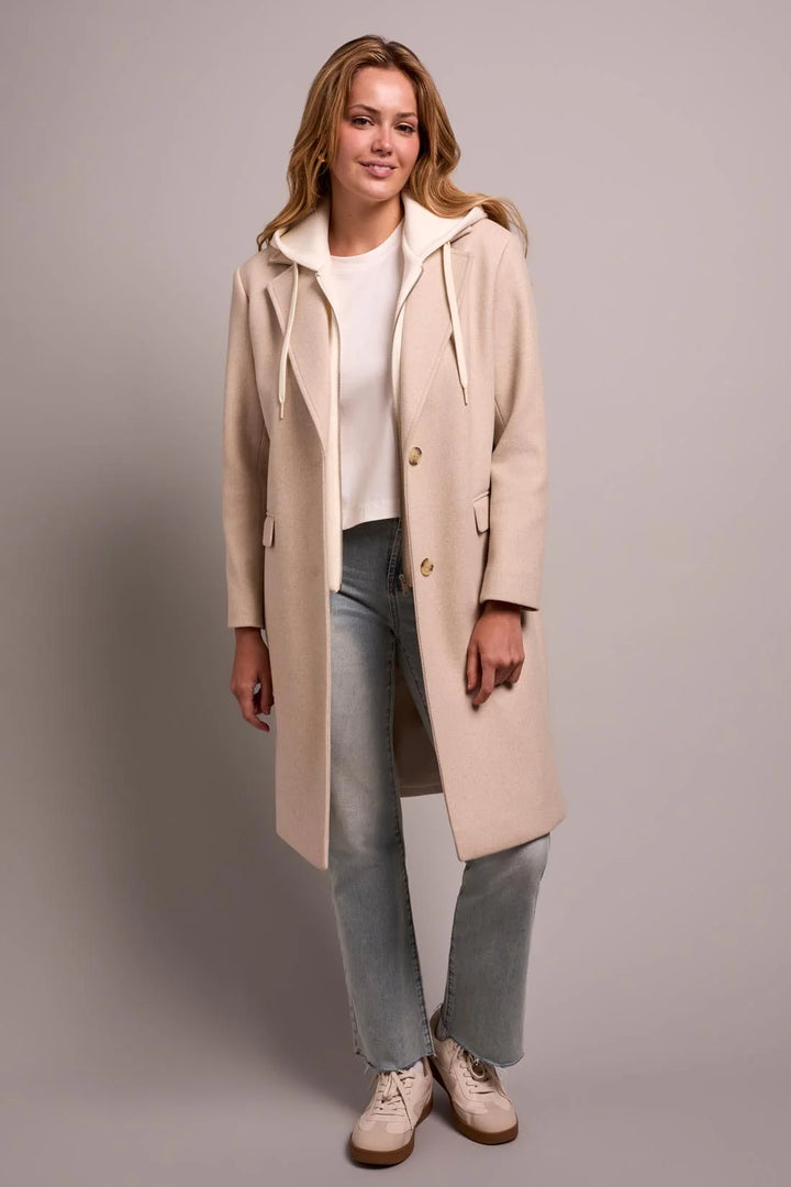 ULTRA-SOFT KNIT COAT WITH REMOVABLE FOOLER HOODIE "OATMEAL"