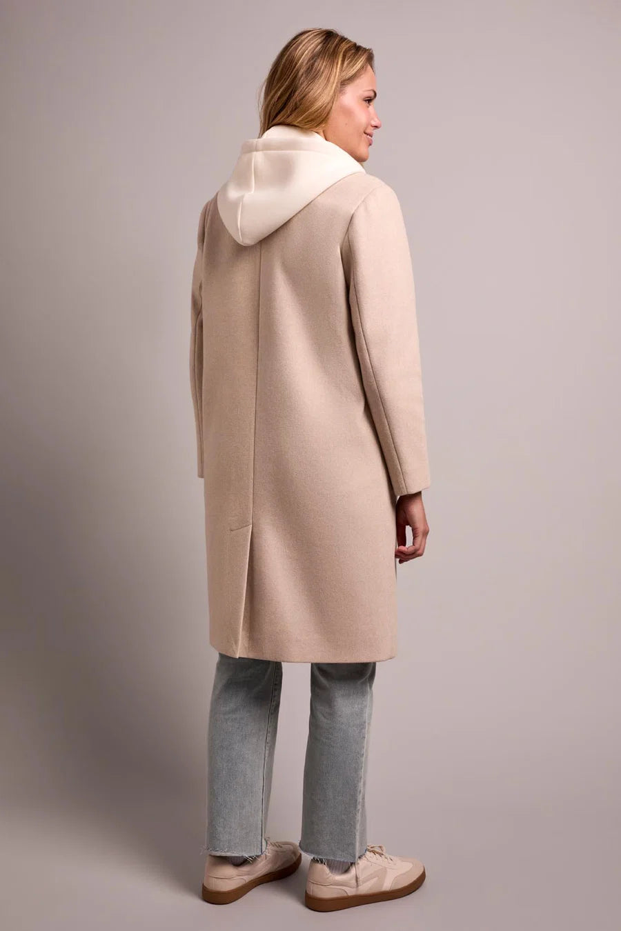 ULTRA-SOFT KNIT COAT WITH REMOVABLE FOOLER HOODIE "OATMEAL"