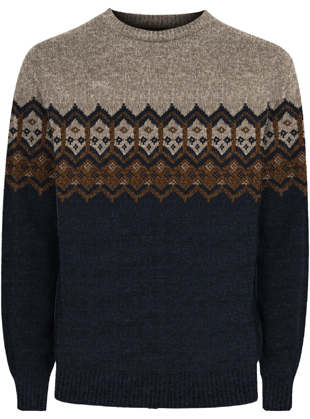 FREDIE - LONG-SLEEVE PRINT SWEATER "NAVY/CREAM"